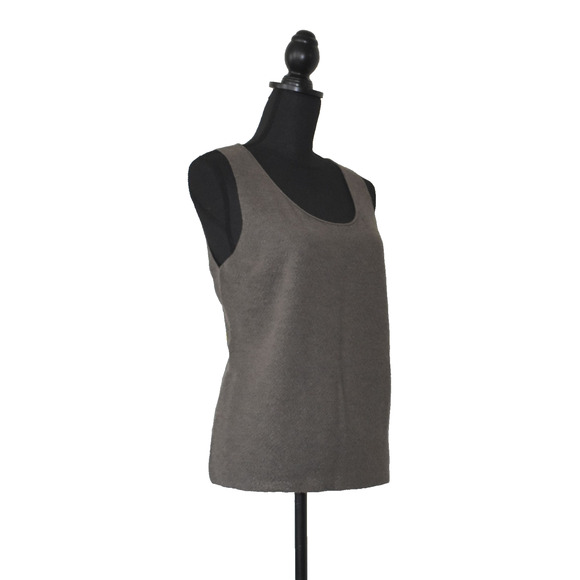A3 Auth EILEEN FISHER Brown Wool Knit Scoop Neck Tank Top Size L - Picture 2 of 6